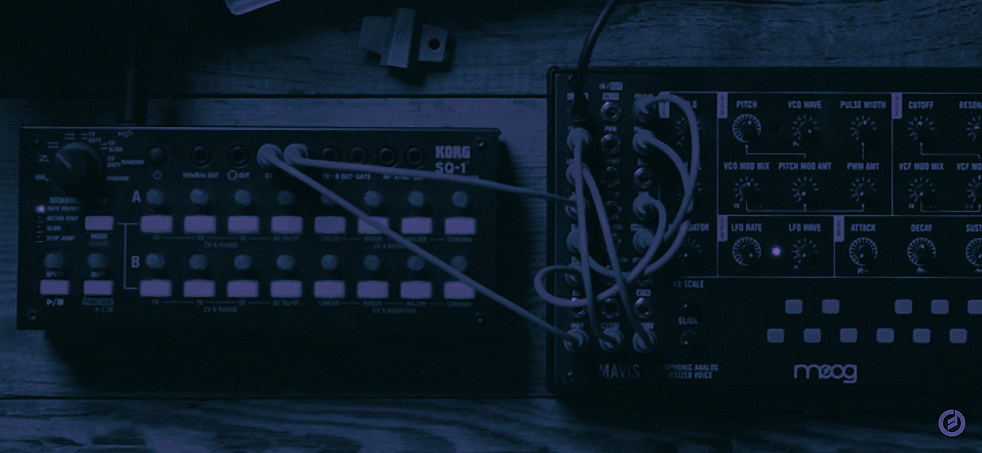 Korg SQ-1 sequencer patched to Moog Mavis
