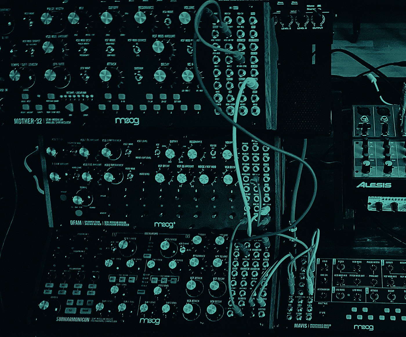 Mother-32, DFAM, Subharmonicon, Mavis — the full Moog semi-modular rig